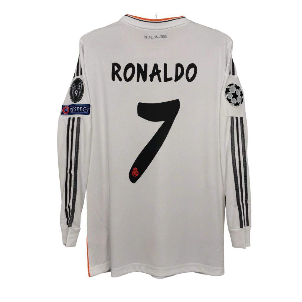 Camisa Manga Longa Retrô Real Madrid I Cristiano Ronaldo #7 2013 - Torcedor Masculina - Branco