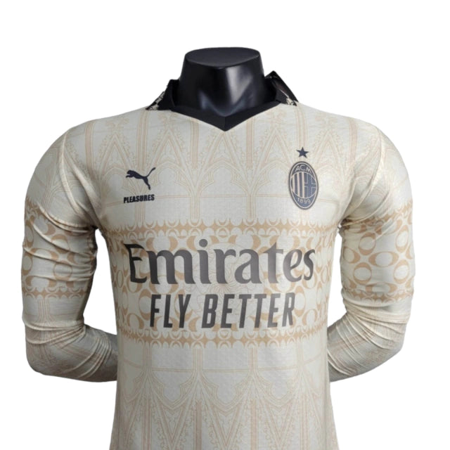 Camisa Manga Longa Milan 24/25 - Jogador Masculina - Off White - Manto Elegante