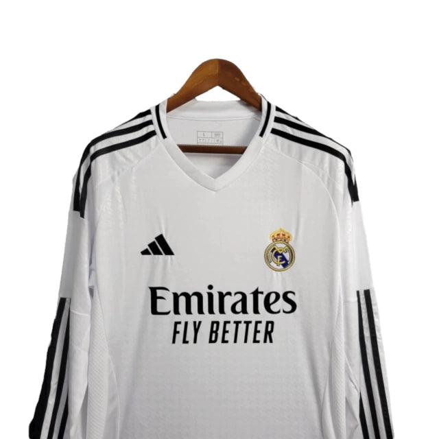 Camisa Manga Longa Real Madrid I (Home) 24/25 - Torcedor Masculina - Branco