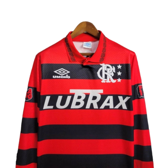 Camisa Manga Longa Retrô Flamengo I 94/95 - Torcedor Masculina - Vermelho e Preto