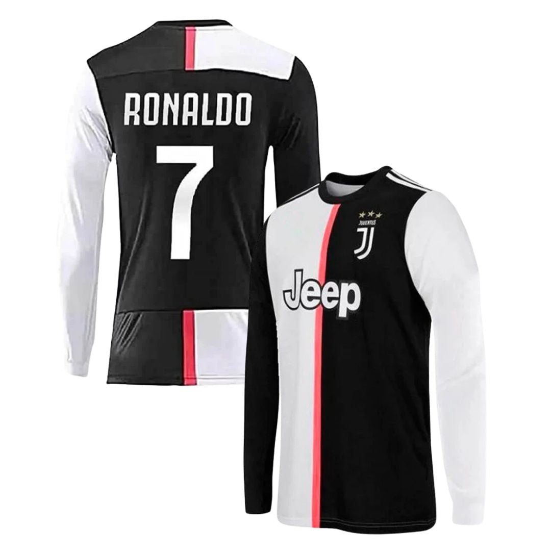 Camisa Manga Longa Retrô Juventus I Cristiano Ronaldo #7 2019 - Preto e Branco