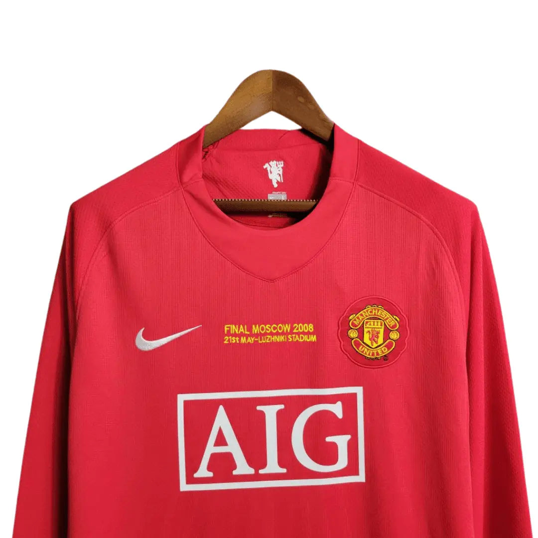 Camisa Manga Longa Retrô Manchester United I (Home) 07/08 - Torcedor Masculina - Vermelho