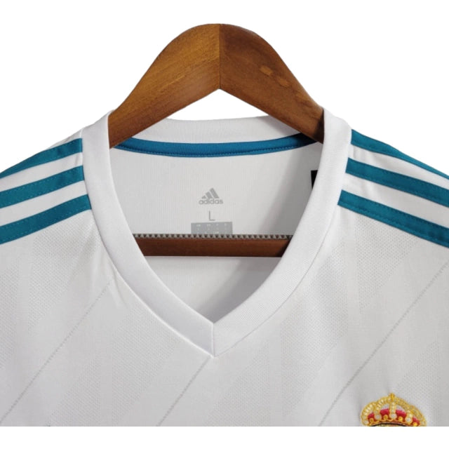 Camisa Manga Longa Retrô Real Madrid I (Home) 17/18 - Torcedor Masculina - Branco - Manto Elegante