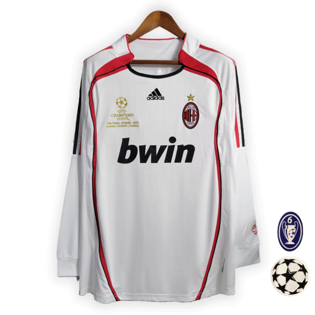 Camisa Manga Longa Retrô Milan II (Away) 06/07 - Torcedor Masculina - Branco - Manto Elegante