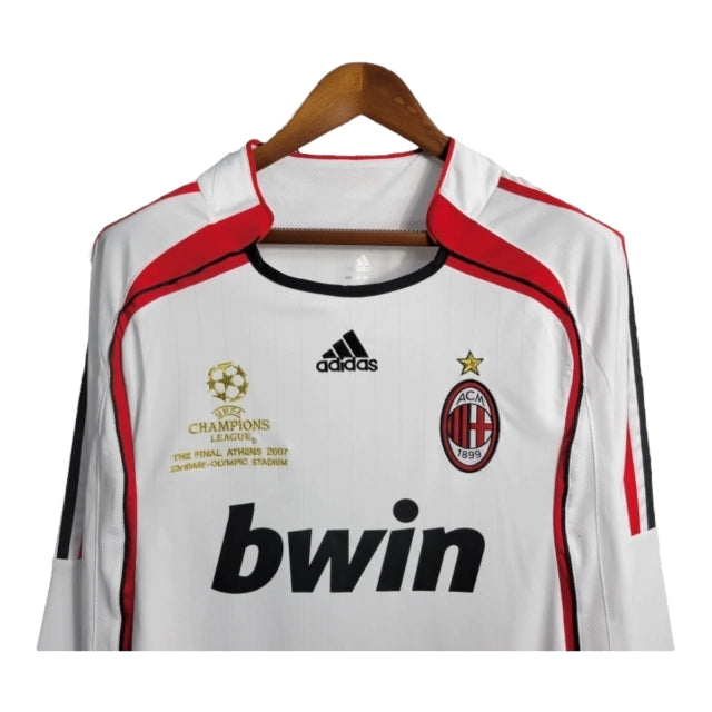 Camisa Manga Longa Retrô Milan II (Away) 06/07 - Torcedor Masculina - Branco - Manto Elegante