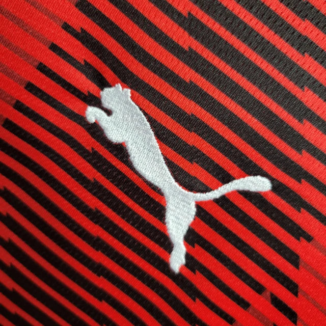 Camisa Manga Longa Milan I (Home) 23/24 - Torcedor Masculina - Vermelho e Preto - Manto Elegante