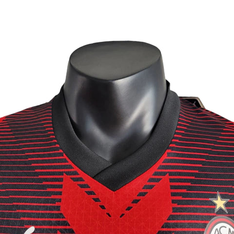 Camisa Milan I (Home) 23/24 - Jogador Masculina - Vermelho e Preto