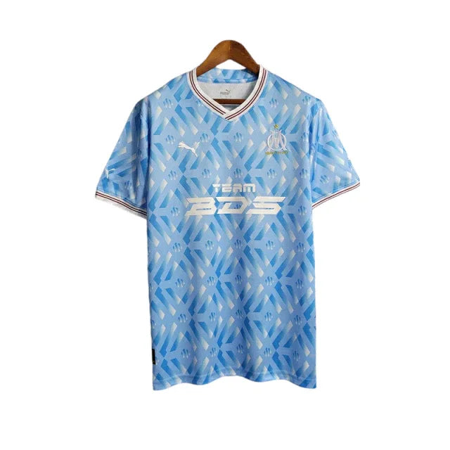 Camisa de Treino Olympique de Marseille 23/24 - Torcedor Masculina - Azul e Branco - Manto Elegante