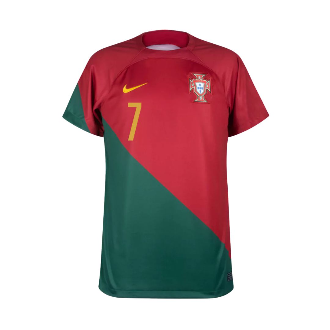 Camisa Portugal I Cristiano Ronaldo #7 2022 - Torcedor Masculina - Vermelho e Verde