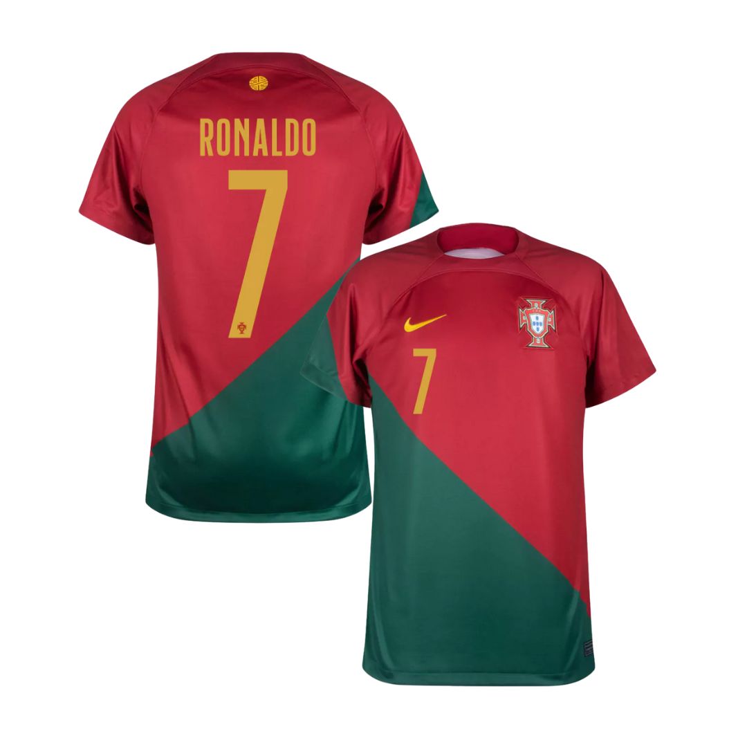 Camisa Portugal I Cristiano Ronaldo #7 2022 - Torcedor Masculina - Vermelho e Verde