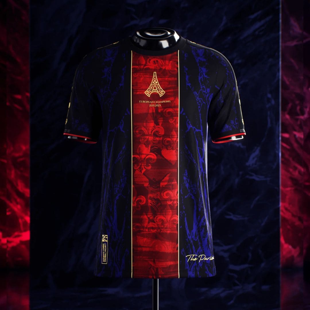 Camisa "The Parisians" Away 25/26 - Campeão de 2025 - Edição Especial - Torcedor Masculina - Preto e Vermelho