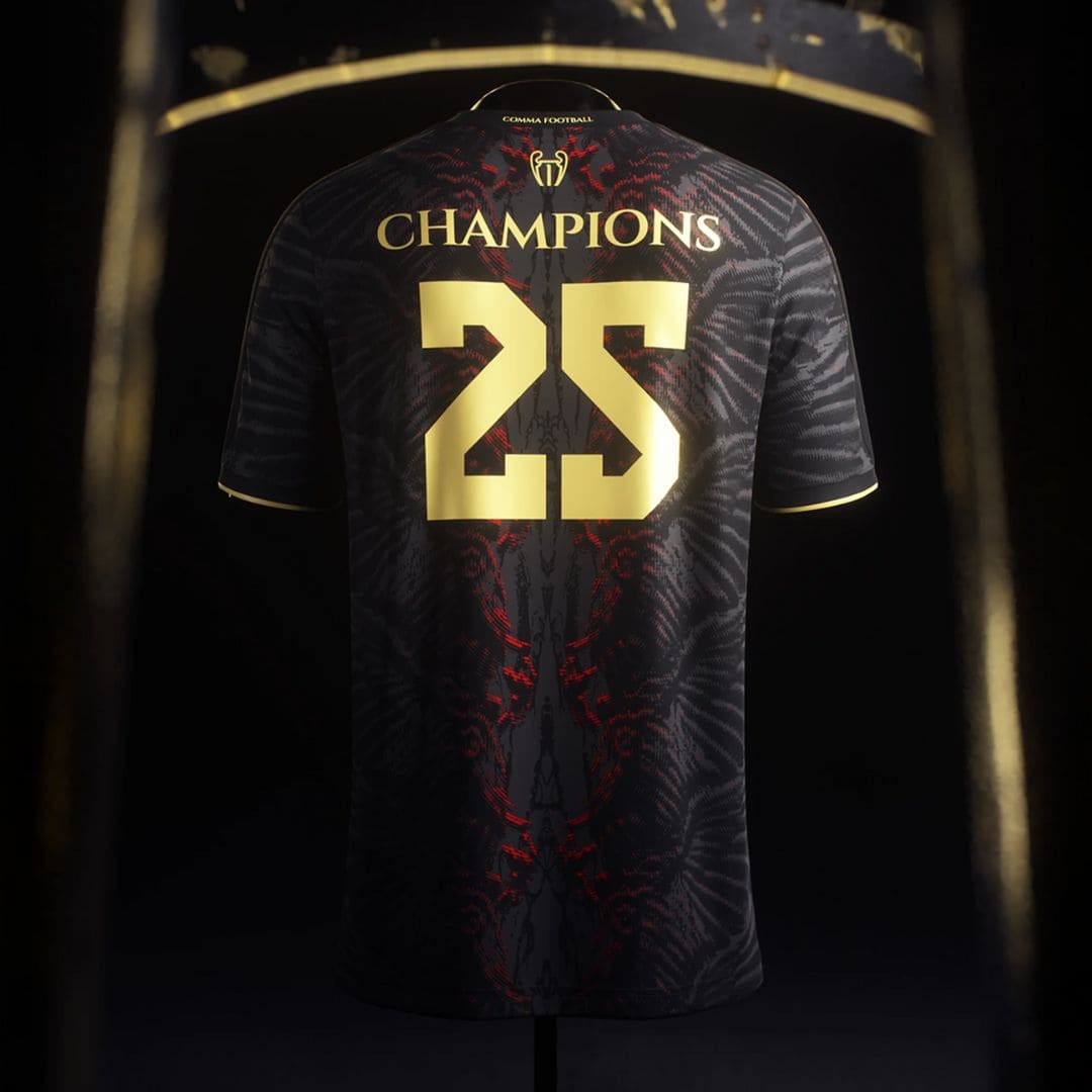Camisa "The Parisians" 25/26 - Campeão de 2025 - Edição Especial - Torcedor Masculina - Preto e Vermelho