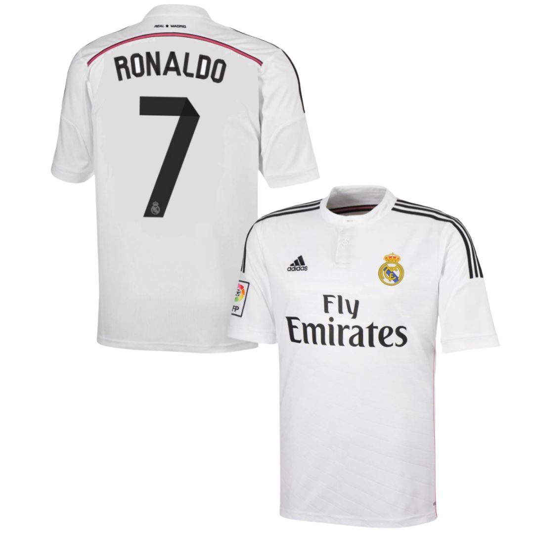 Camisa Retrô Real Madrid I Cristiano Ronaldo #7 2014 - Torcedor Masculina - Branco