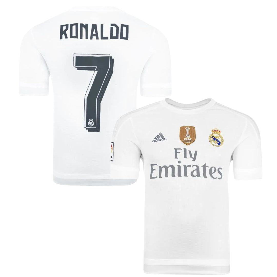 Camisa Retrô Real Madrid I Cristiano Ronaldo #7 2015 - Torcedor Masculina - Branco
