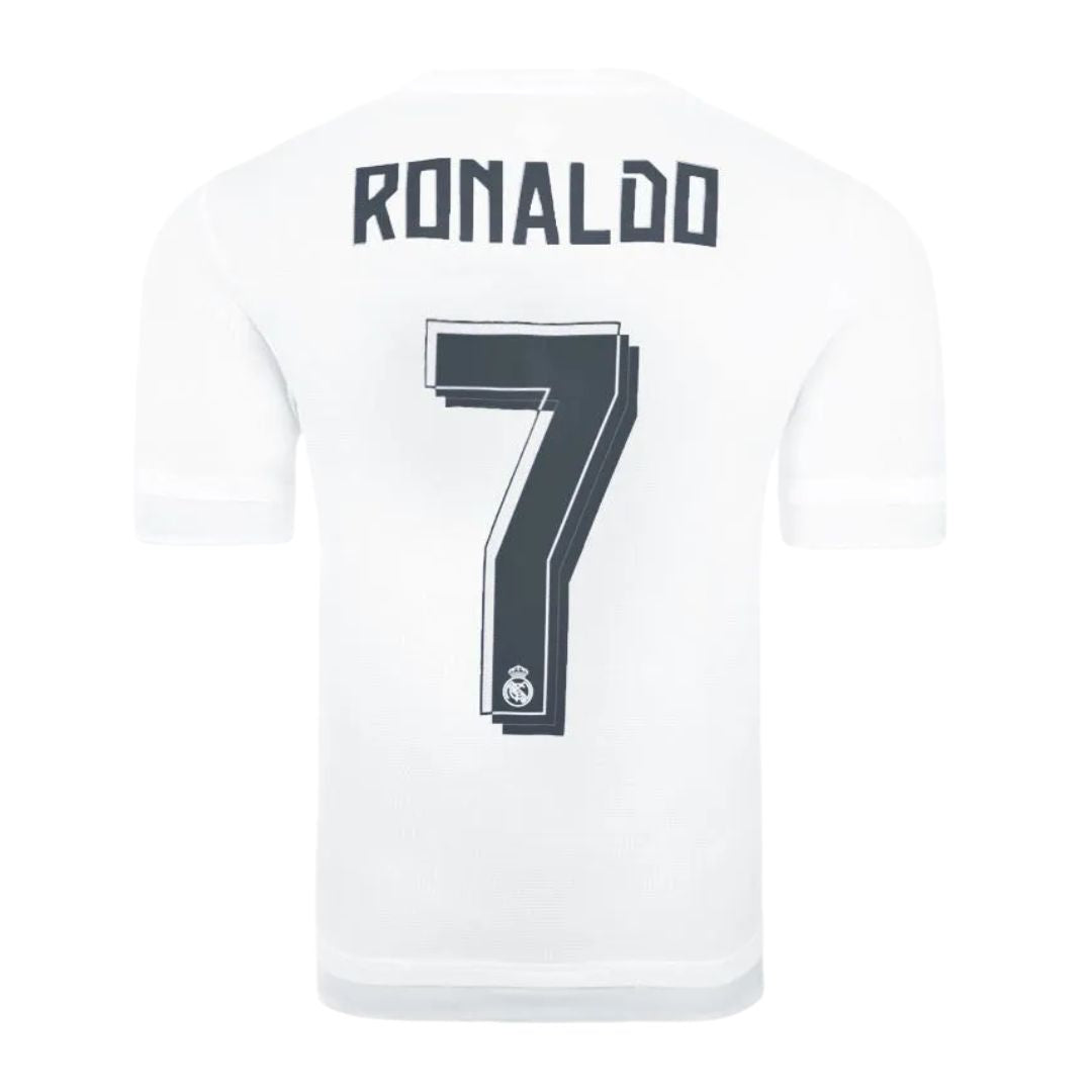 Camisa Retrô Real Madrid I Cristiano Ronaldo #7 2015 - Torcedor Masculina - Branco