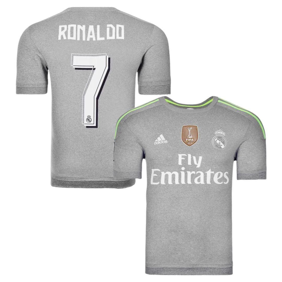 Camisa Retrô Real Madrid II Cristiano Ronaldo #7 2015 - Torcedor Masculina - Cinza