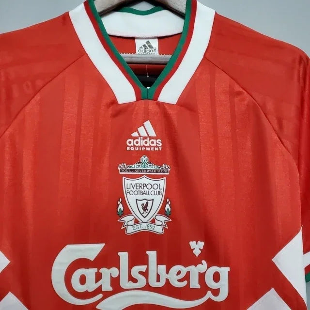 Camisa Retrô Liverpool I (Home) 1993 - Torcedor Masculina - Vermelho e Branco - Manto Elegante