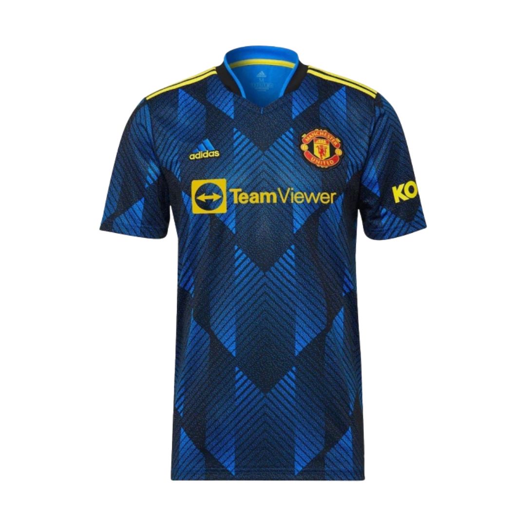Camisa Retrô Manchester United III Cristiano Ronaldo #7 2021 - Torcedor Masculina - Azul