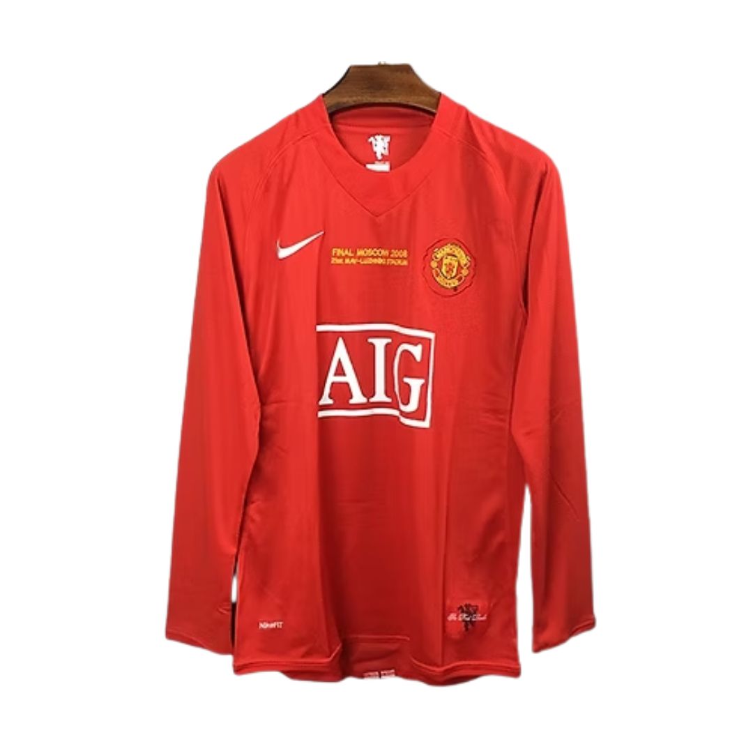 Camisa Manga Longa Retrô Manchester United I Cristiano Ronaldo #7 2008 - Torcedor Masculina - Vermelho