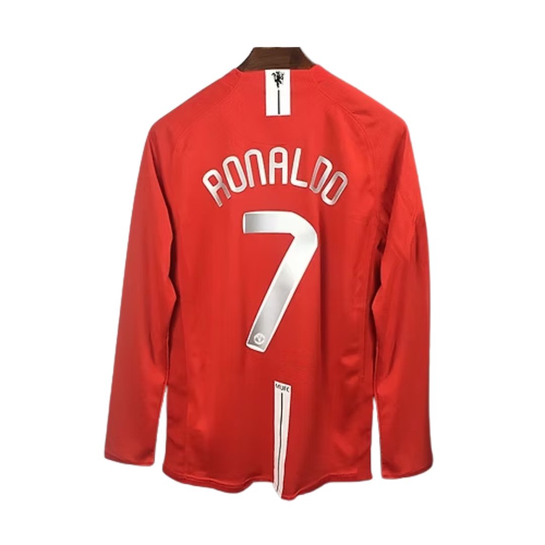 Camisa Manga Longa Retrô Manchester United I Cristiano Ronaldo #7 2008 - Torcedor Masculina - Vermelho