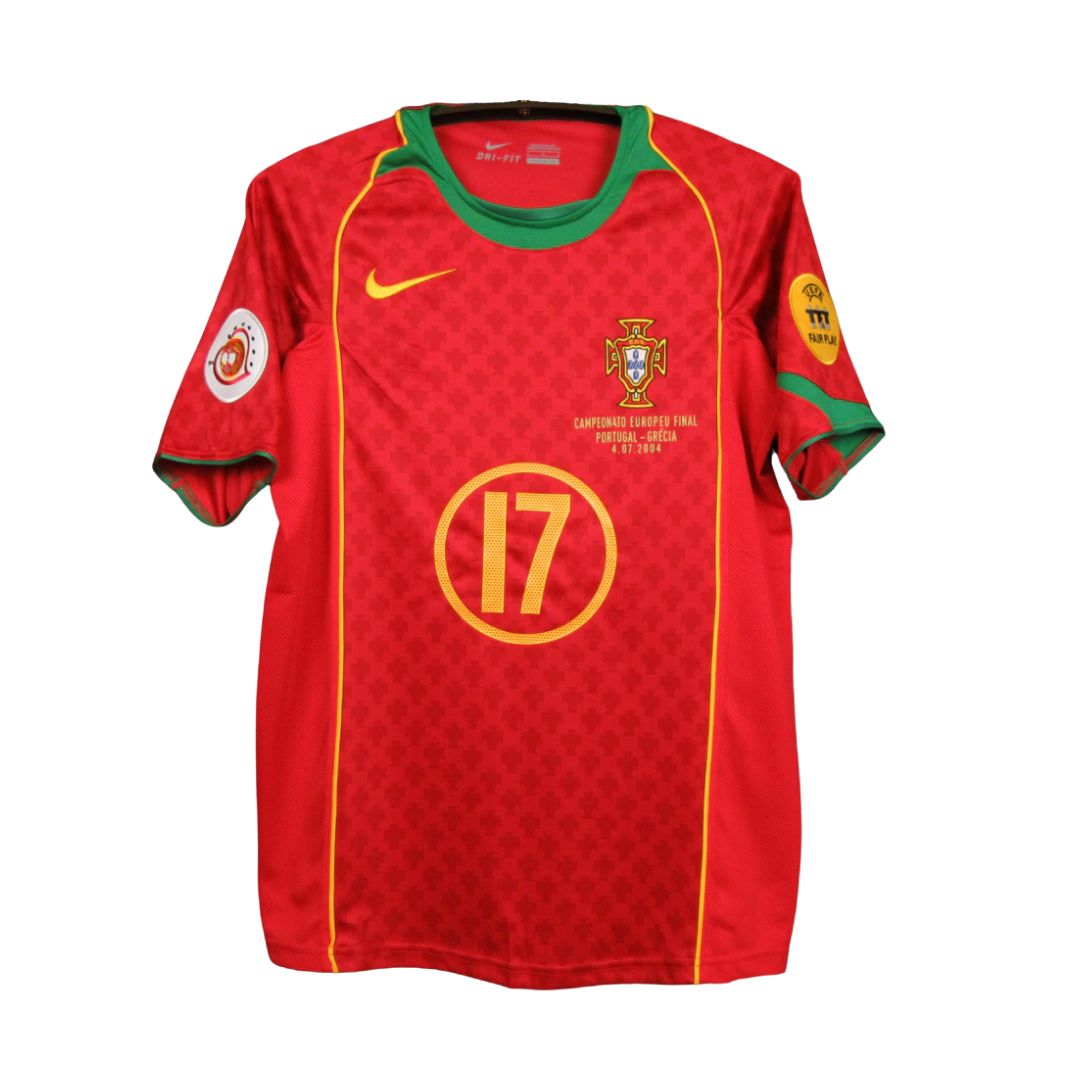 Camisa Retrô Portugal I Cristiano Ronaldo #17 2004 - Torcedor Masculina - Vermelho
