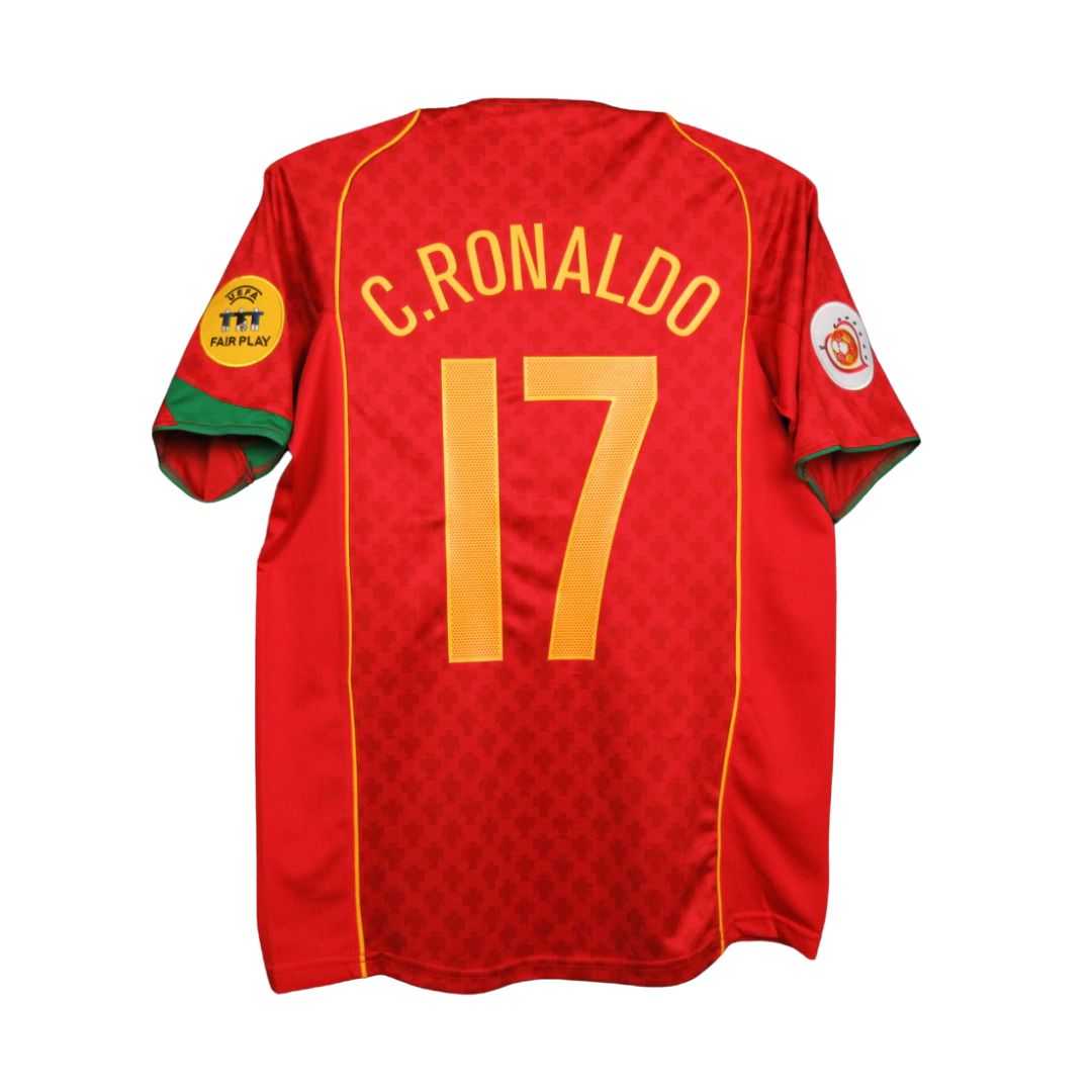 Camisa Retrô Portugal I Cristiano Ronaldo #17 2004 - Torcedor Masculina - Vermelho