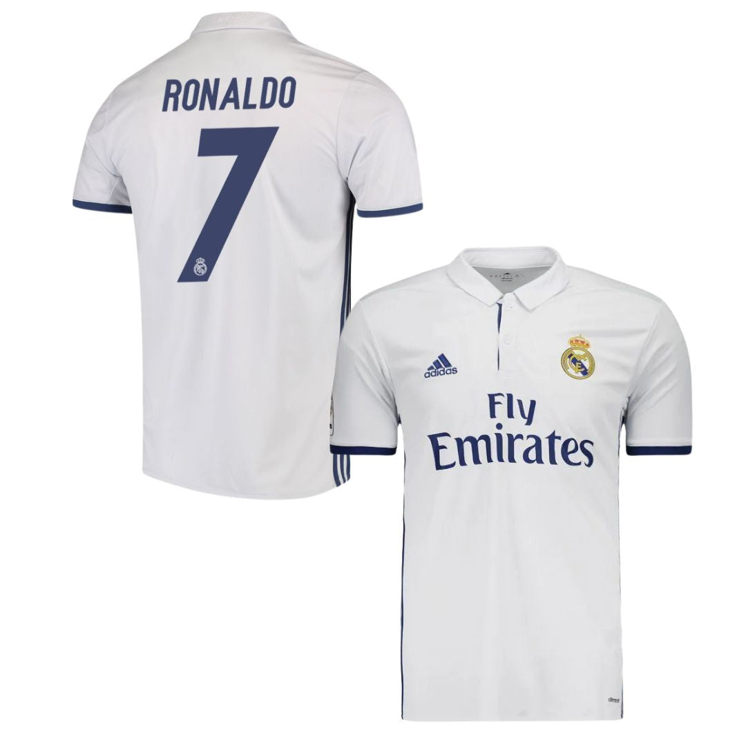 Camisa Retrô Real Madrid I Cristiano Ronaldo #7 2016 - Torcedor Masculina - Branco