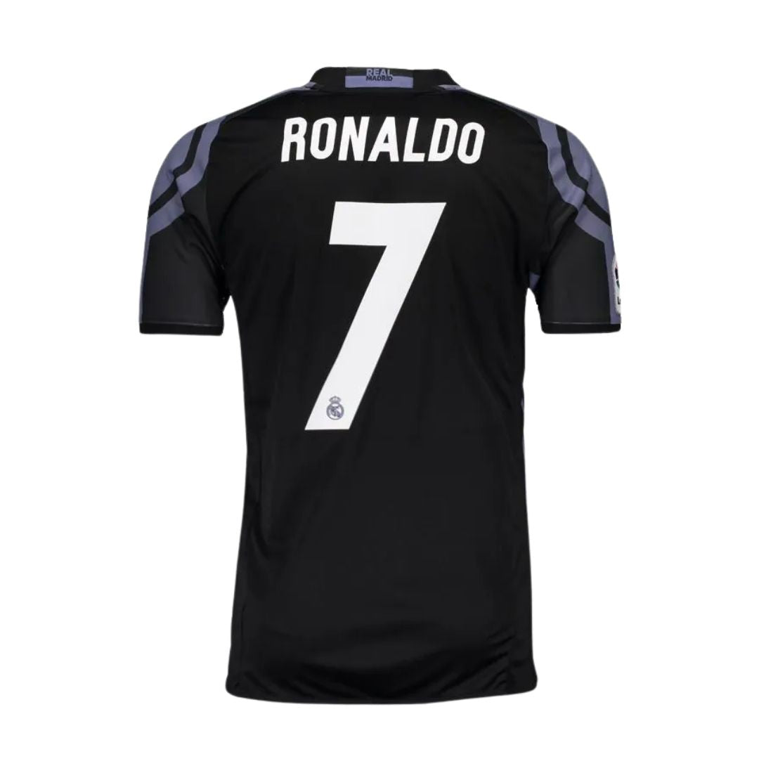 Camisa Retrô Real Madrid III Cristiano Ronaldo #7 2016 - Torcedor Masculina - Preto