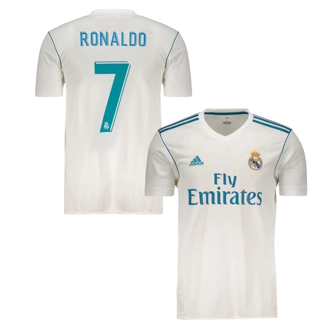 Camisa Retrô Real Madrid I Cristiano Ronaldo #7 2017 - Torcedor Masculina - Branco