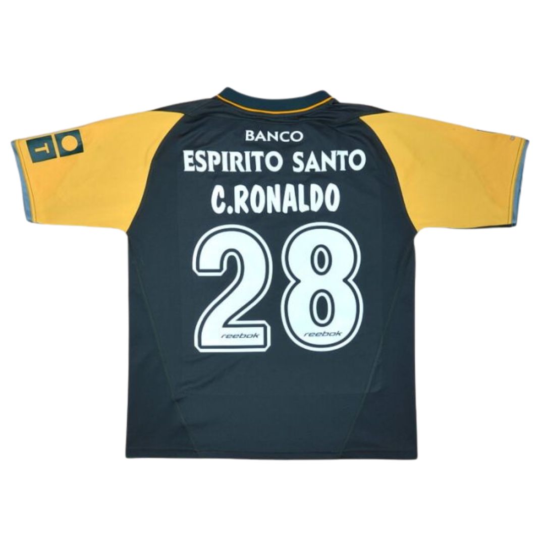 Camisa Retrô Sporting II Cristiano Ronaldo #28 2001 - Torcedor Masculina - Verde e Amarelo