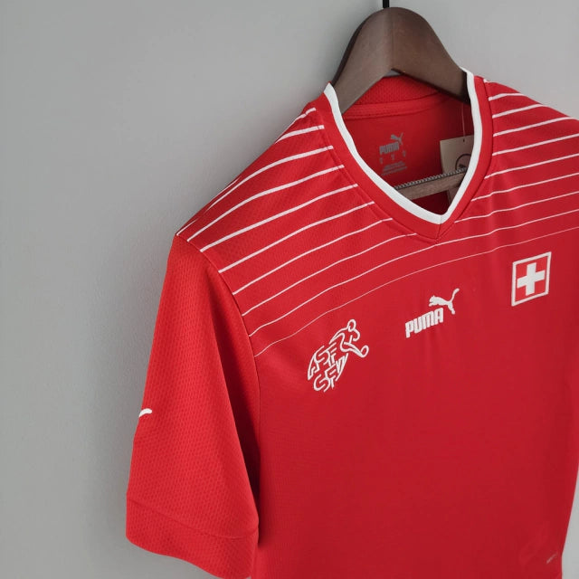 Camisa Seleção da Suíça I (Home) 2022 - Torcedor Masculina - Vermelho - Manto Elegante