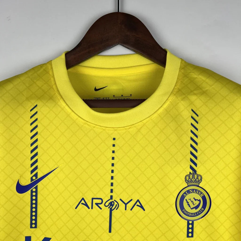Camisa Al-Nassr I (Home) 23/24 - Torcedor Masculina - Amarelo e Azul - Manto Elegante