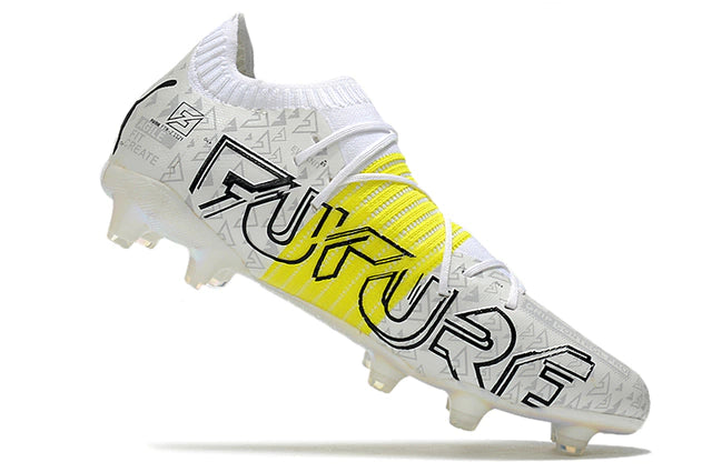 Chuteira de Campo Puma Future Z 1.1 FG Teaser - Branco e Amarelo - Manto Elegante