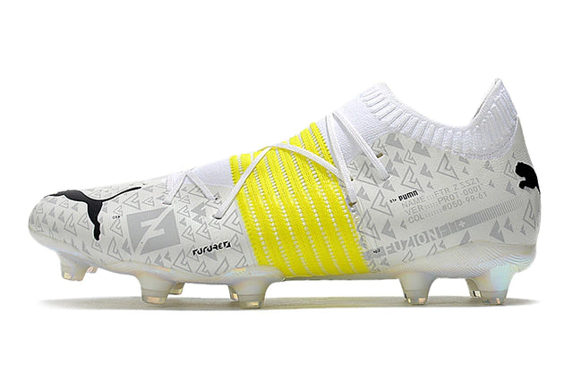 Chuteira de Campo Puma Future Z 1.1 FG Teaser - Branco e Amarelo - Manto Elegante