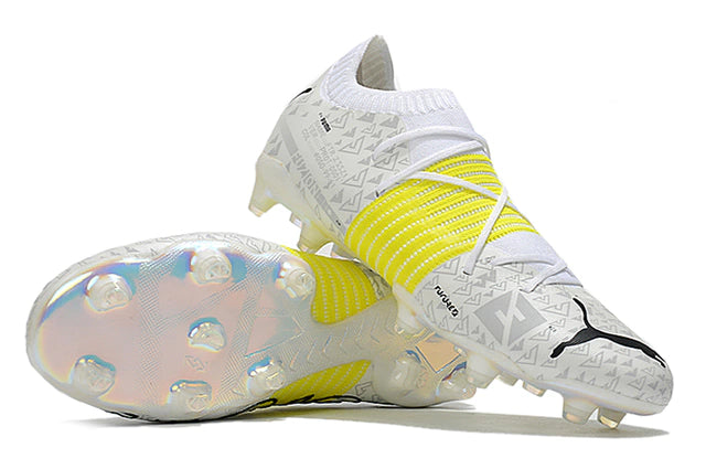 Chuteira de Campo Puma Future Z 1.1 FG Teaser - Branco e Amarelo - Manto Elegante