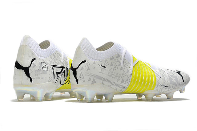Chuteira de Campo Puma Future Z 1.1 FG Teaser - Branco e Amarelo - Manto Elegante