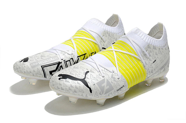 Chuteira de Campo Puma Future Z 1.1 FG Teaser - Branco e Amarelo - Manto Elegante