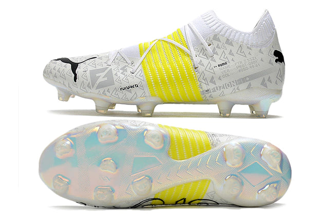 Chuteira de Campo Puma Future Z 1.1 FG Teaser - Branco e Amarelo - Manto Elegante