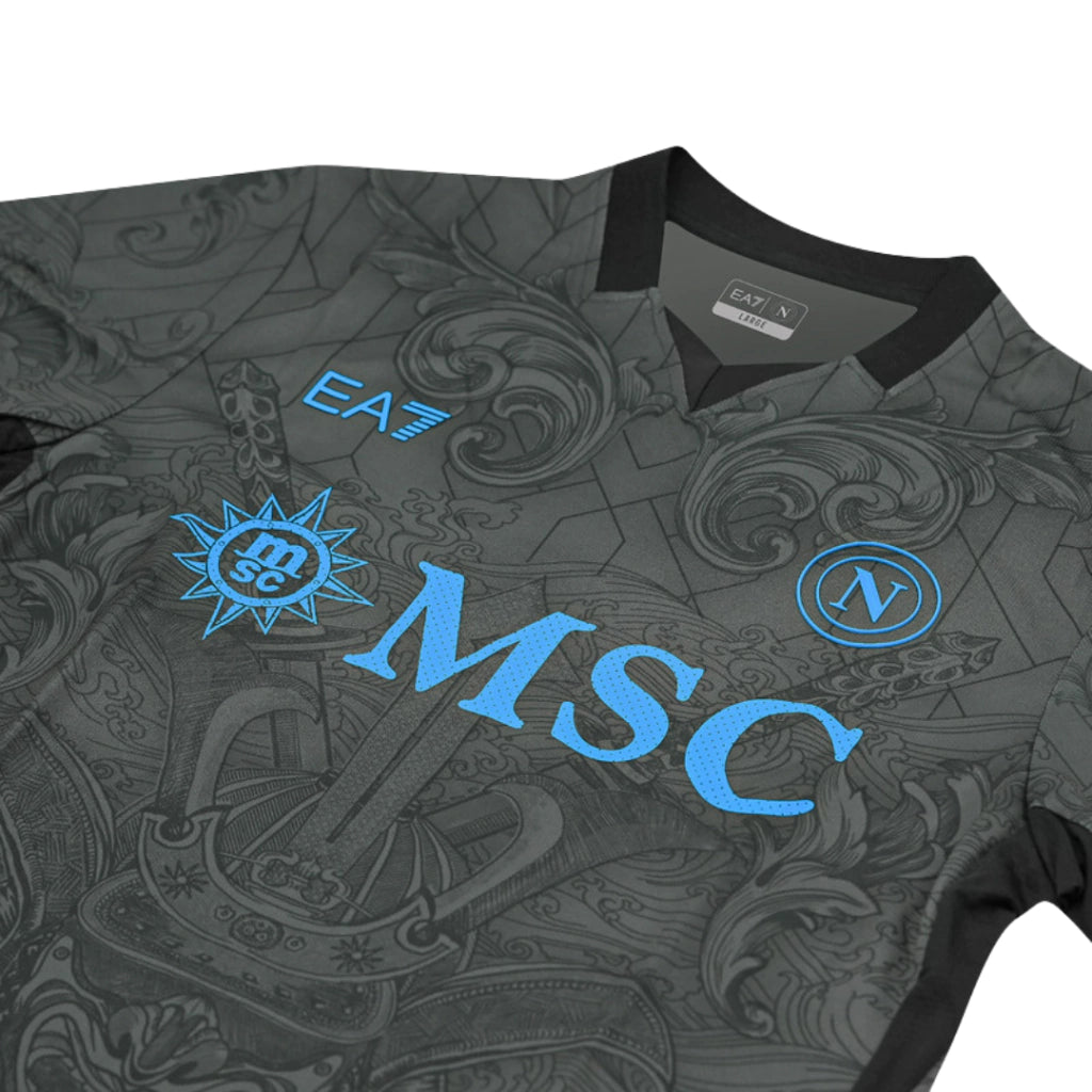 Camisa Napoli III (Third) 24/25 - Torcedor Masculina - Cinza e Azul
