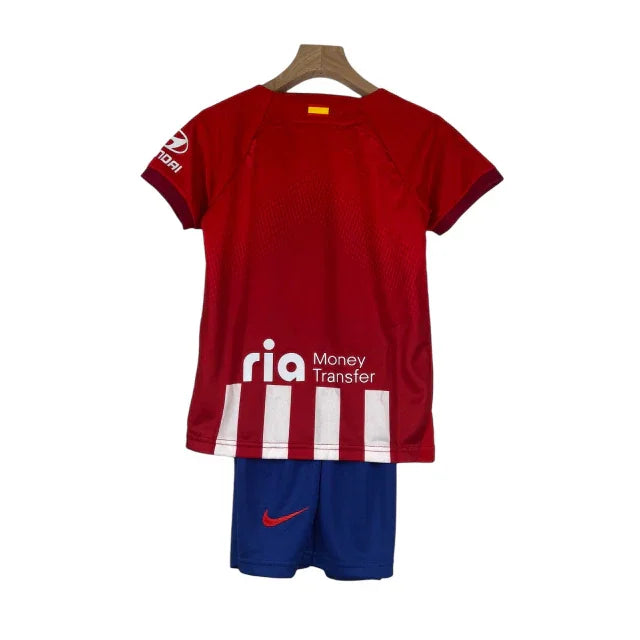 Conjunto Infantil Atlético de Madrid I (Home) 23/24 - Vermelho e Branco - Manto Elegante