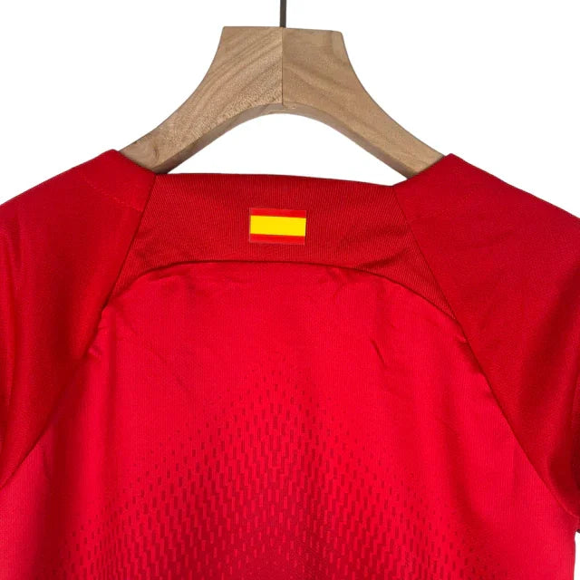 Conjunto Infantil Atlético de Madrid I (Home) 23/24 - Vermelho e Branco - Manto Elegante