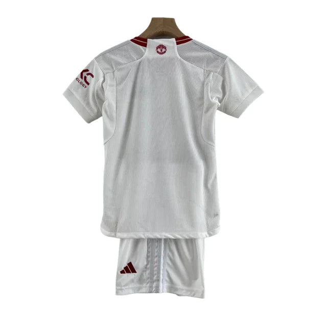 Conjunto Infantil Manchester United III (Third) 23/24 - Branco - Manto Elegante