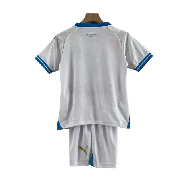 Conjunto Infantil Olympique de Marseille I (Home) 23/24 - Branco - Manto Elegante
