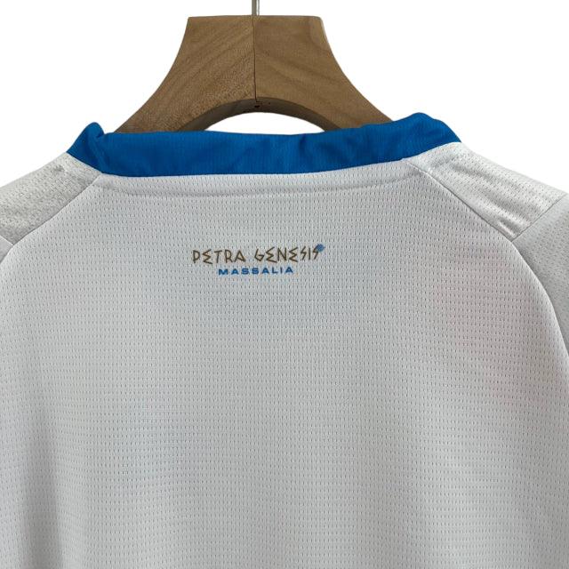 Conjunto Infantil Olympique de Marseille I (Home) 23/24 - Branco - Manto Elegante