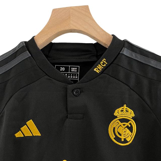 Conjunto Infantil Real Madrid III (Third) 23/24 - Preto - Manto Elegante