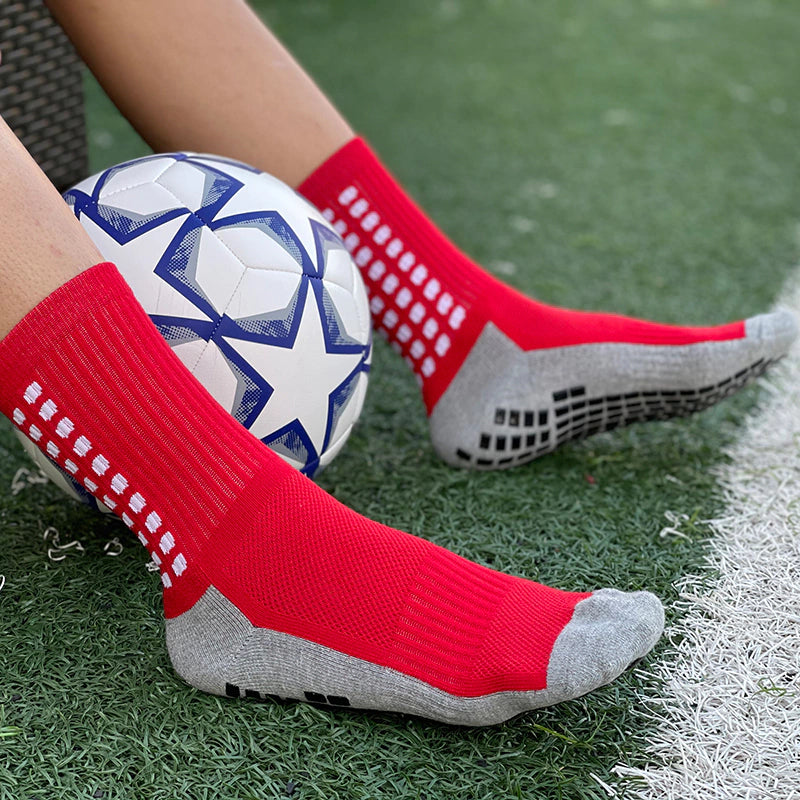 Meias de Futebol Antiderrapante - Cano Baixo - Vermelha