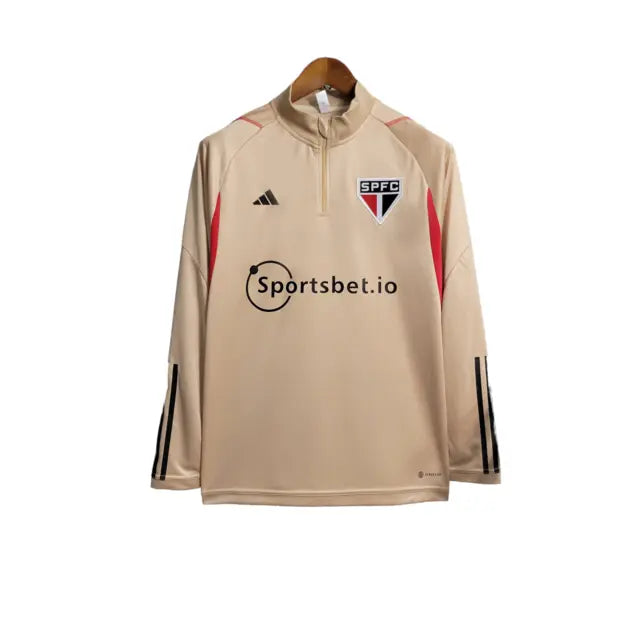 Jaqueta São Paulo 23/24 - Masculina - Bege e Vermelho - Manto Elegante