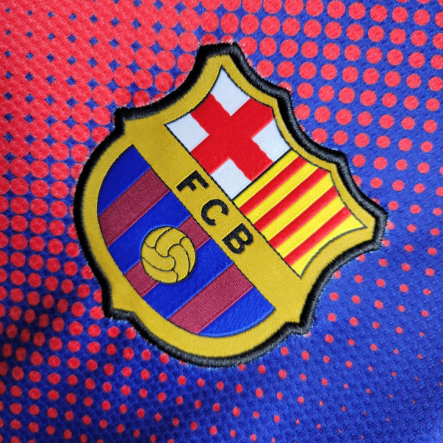 Camisa Manga Longa Retrô Barcelona I (Home) 12/13 - Torcedor Masculina - Vermelho e Azul