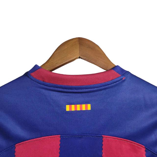 Conjunto Infantil Barcelona I (Home) 23/24 - Vermelho e Azul - Manto Elegante