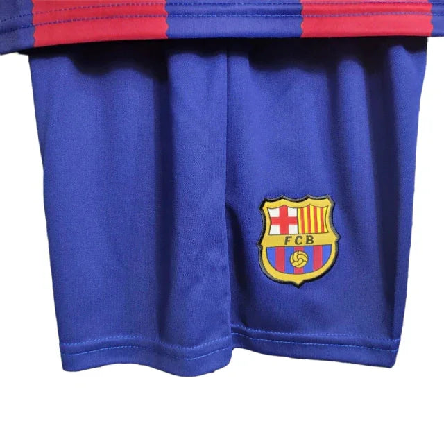 Conjunto Infantil Barcelona I (Home) 23/24 - Vermelho e Azul - Manto Elegante
